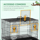 easycomfort easycomfort gabbia per uccelli con 2 posatoi e 3 ingressi in filo metallico e plastica 60x41x41 cm nero