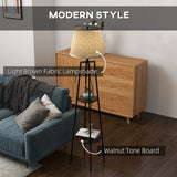 easycomfort easycomfort lampada da terra a 2 ripiani in metallo e mdf con paralume in tessuto 42x166 cm nero e marrone