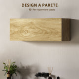 easycomfort easycomfort mobiletto bagno pensile con anta a ribalta e ripiani 80x25x30 cm legno naturale