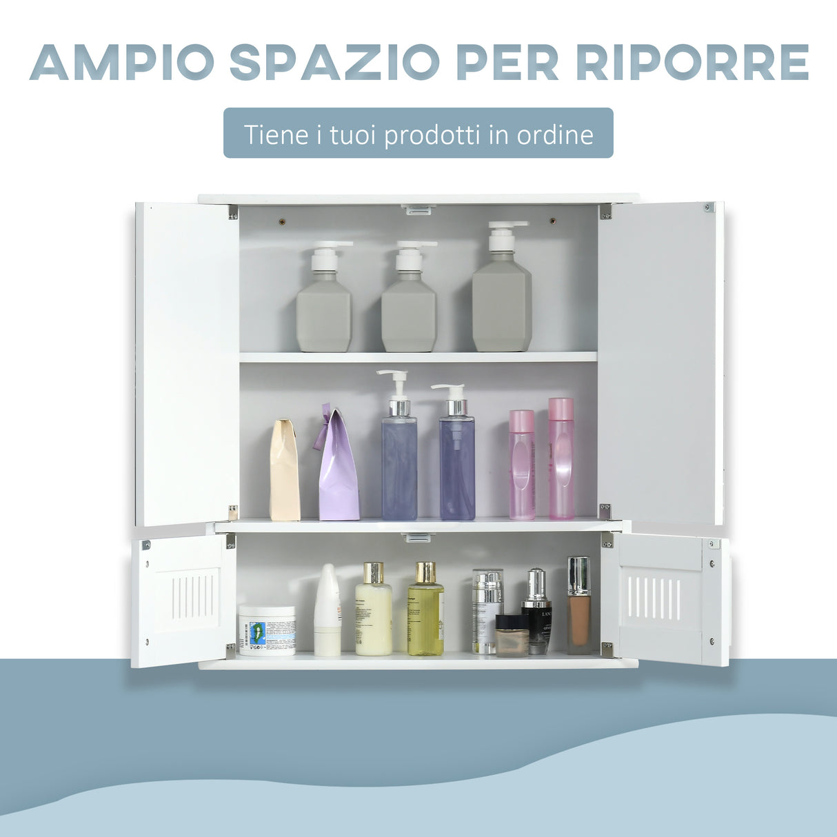 easycomfort easycomfort mobiletto bagno pensile con antine a specchio 55x17 5x60cm bianco
