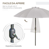easycomfort easycomfort ombrellone da giardino e terrazza 2 5x2 5 m a manovella con 18 stecche e inclinabile grigio