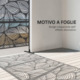 easycomfort easycomfort paravento da esterno decorativo in acciaio traforato con design a foglie 122x198cm nero