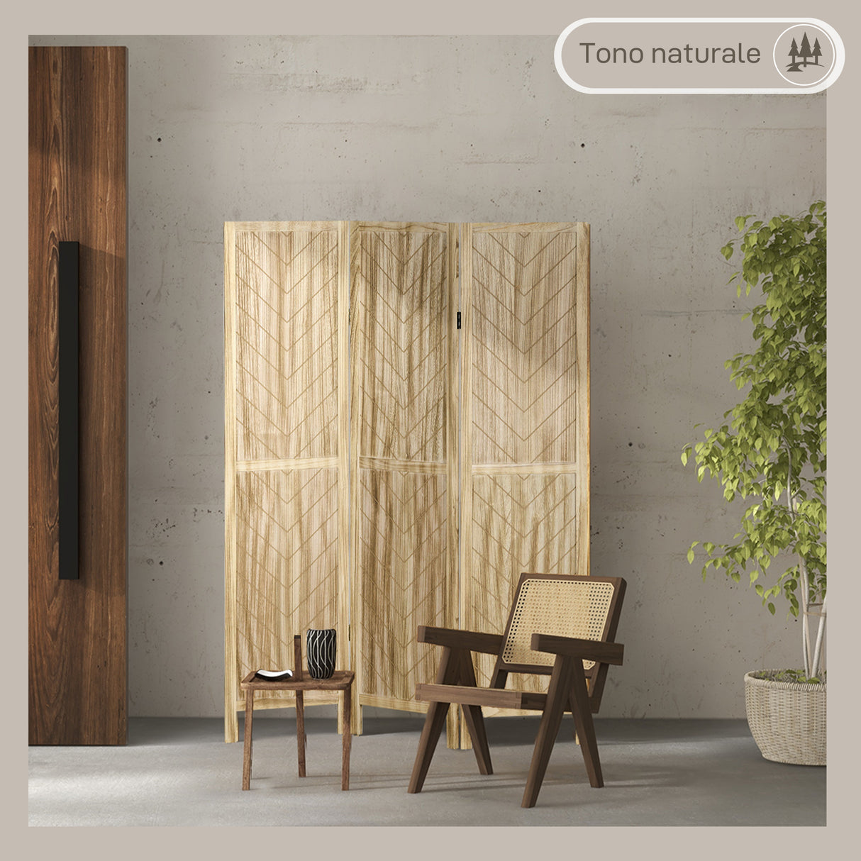 easycomfort easycomfort paravento da interno pieghevole a 3 ante a spina di pesce in legno 120x1 6x170 cm