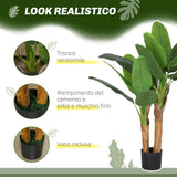 easycomfort easycomfort pianta artificiale di banano alta 120 cm con vaso incluso per interni verde