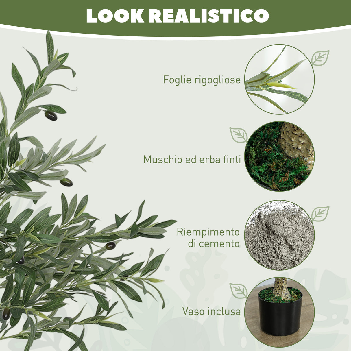 easycomfort easycomfort pianta artificiale di olivo alta 120 cm albero finto con 450 foglie e 20 olive vaso incluso