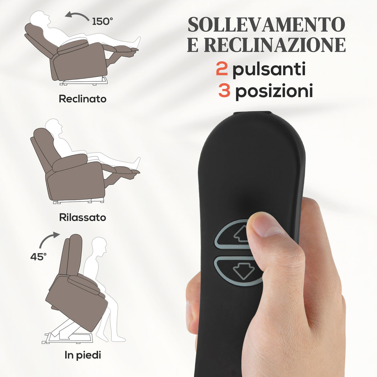 easycomfort easycomfort poltrona alzapersona massaggiante e reclinabile con 2 tasche e telecomando 93x104x105 cm marrone chiaro