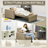 easycomfort easycomfort poltrona letto in tessuto effetto velluto marrone chiaro con 2 cuscini e spazio portaoggetti 100x98x88 cm