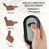 easycomfort easycomfort poltrona relax alzapersona in velluto con schienale reclinabile a 160 con telecomando marrone scuro