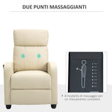 easycomfort easycomfort poltrona relax massaggiante con telecomando e 8 programmi reclinazione e poggiapiedi 68x88x98cm crema