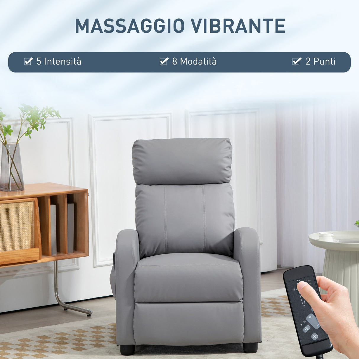 easycomfort easycomfort poltrona relax massaggiante con telecomando e 8 programmi reclinazione e poggiapiedi grigio chiaro