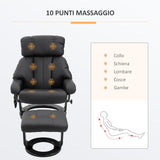 easycomfort easycomfort poltrona relax reclinabile e massaggiante con pouf poggiapiedi e telecomando 76x80x102 cm nero