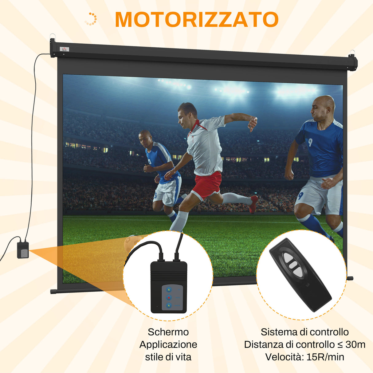 easycomfort easycomfort schermo per proiettore 89 formato 43 regolabile con telecomando 171x130cm nero