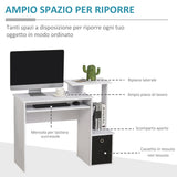 easycomfort easycomfort scrivania moderna con mensola per tastiera e cassetto in tessuto 100x40x86 6cm bianco e nero