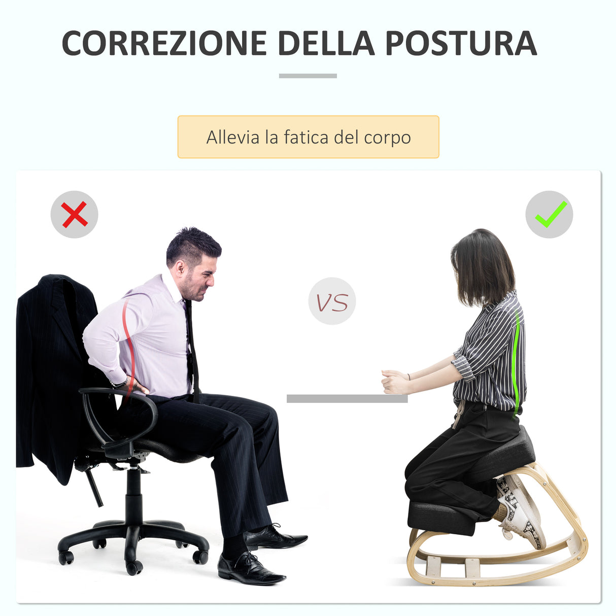 easycomfort easycomfort sedia ergonomica con inginocchiatoio in legno di betulla e cuscino 51x69x58cm nero