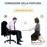 easycomfort easycomfort sedia ergonomica con inginocchiatoio in legno di betulla e cuscino 51x69x58cm nero