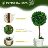 easycomfort easycomfort set 2 piante finte alberi di bosso da interno ed esterno con vaso 28x60cm