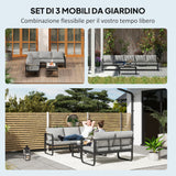 easycomfort easycomfort set da esterno 3 pezzi con divano 3 posti convertibile divano 2 posti e tavolino da esterno grigio e nero