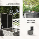 easycomfort easycomfort set da giardino 4 pezzi con 2 divani 2 posti tavolino da caffe e tavolino alto in acciaio e rattan