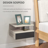 easycomfort easycomfort set di 2 comodini sospesi moderni con cassetto e mensola superiore 35x32x22 5cm rovere e nero