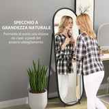 easycomfort easycomfort specchio a figura intera da terra con supporto pieghevole in vetro e metallo 40x41x159 cm nero