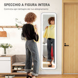 easycomfort easycomfort specchio da parete touch con illuminazione led regolabile in vetro temperato e metallo 40x3x120 cm nero