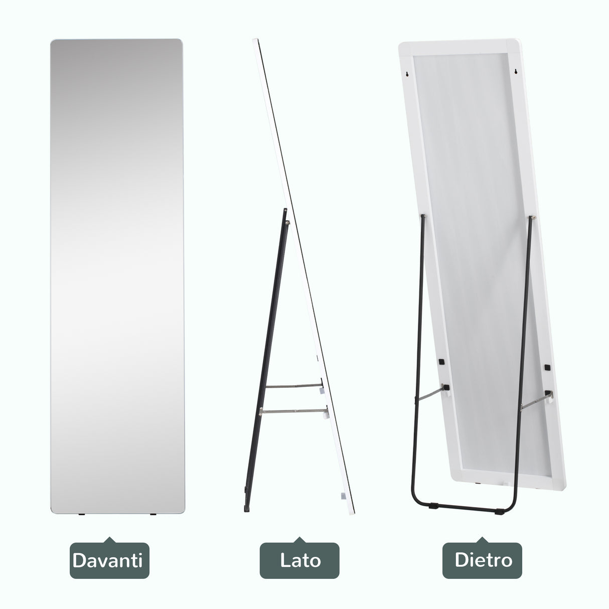 easycomfort easycomfort specchio da terra e parete con struttura in alluminio per camera ingresso e bagno 45x37x158 5cm
