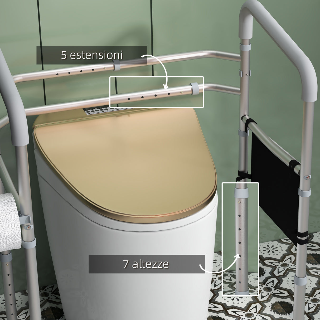 easycomfort easycomfort supporto water con braccioli regolabile in altezza e larghezza con 2 piedini a ventosa