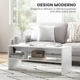 easycomfort easycomfort tavolino da caffe moderno in legno a 2 livelli con ripiano aperto 100x40x41 5 cm bianco