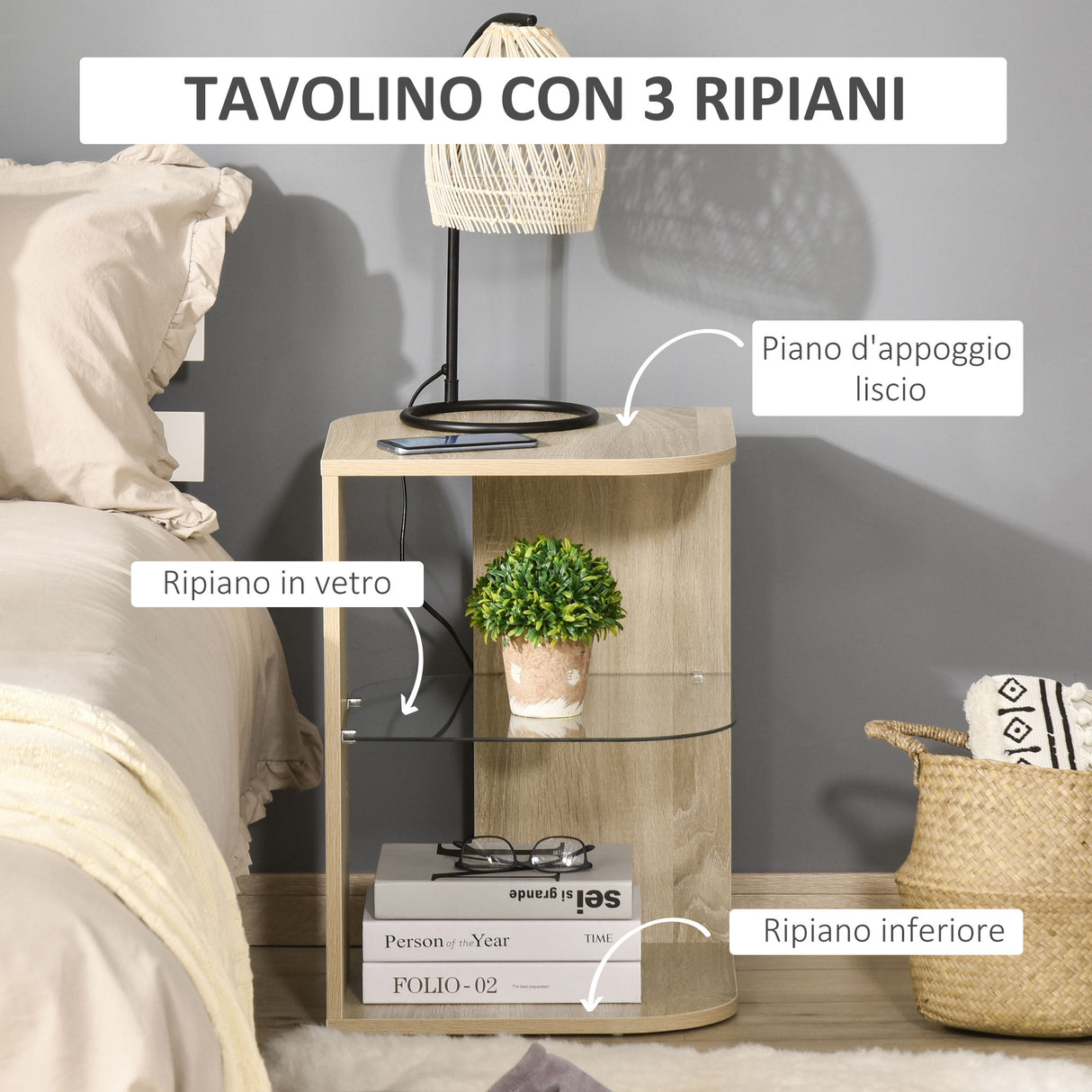 easycomfort easycomfort tavolino da salotto moderno e multiuso in legno e vetro per soggiorno o camera 40x40x56cm