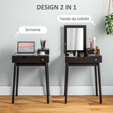 easycomfort easycomfort tavolo da trucco 2 in 1 con specchio ribaltabile e 2 cassetti 60x50x85 5 cm nero