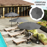 easycomfort easycomfort telo di ricambio per ombrellone da 3 m a 8 stecche poliestere anti uv 50 grigio