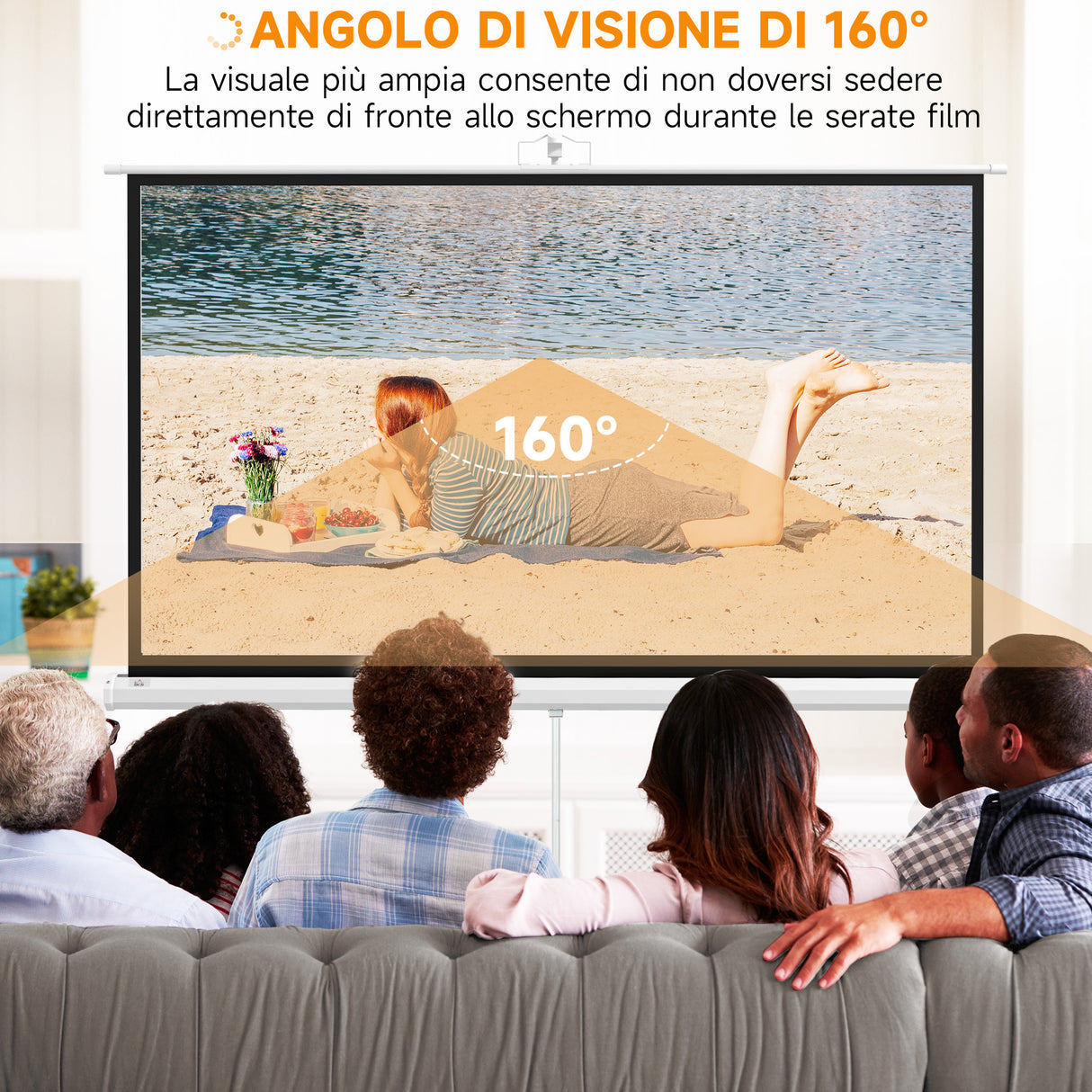 easycomfort easycomfort telo proiettore da 84 pollici con treppiede regolabile in plastica e metallo 200x8x118 cm bianco