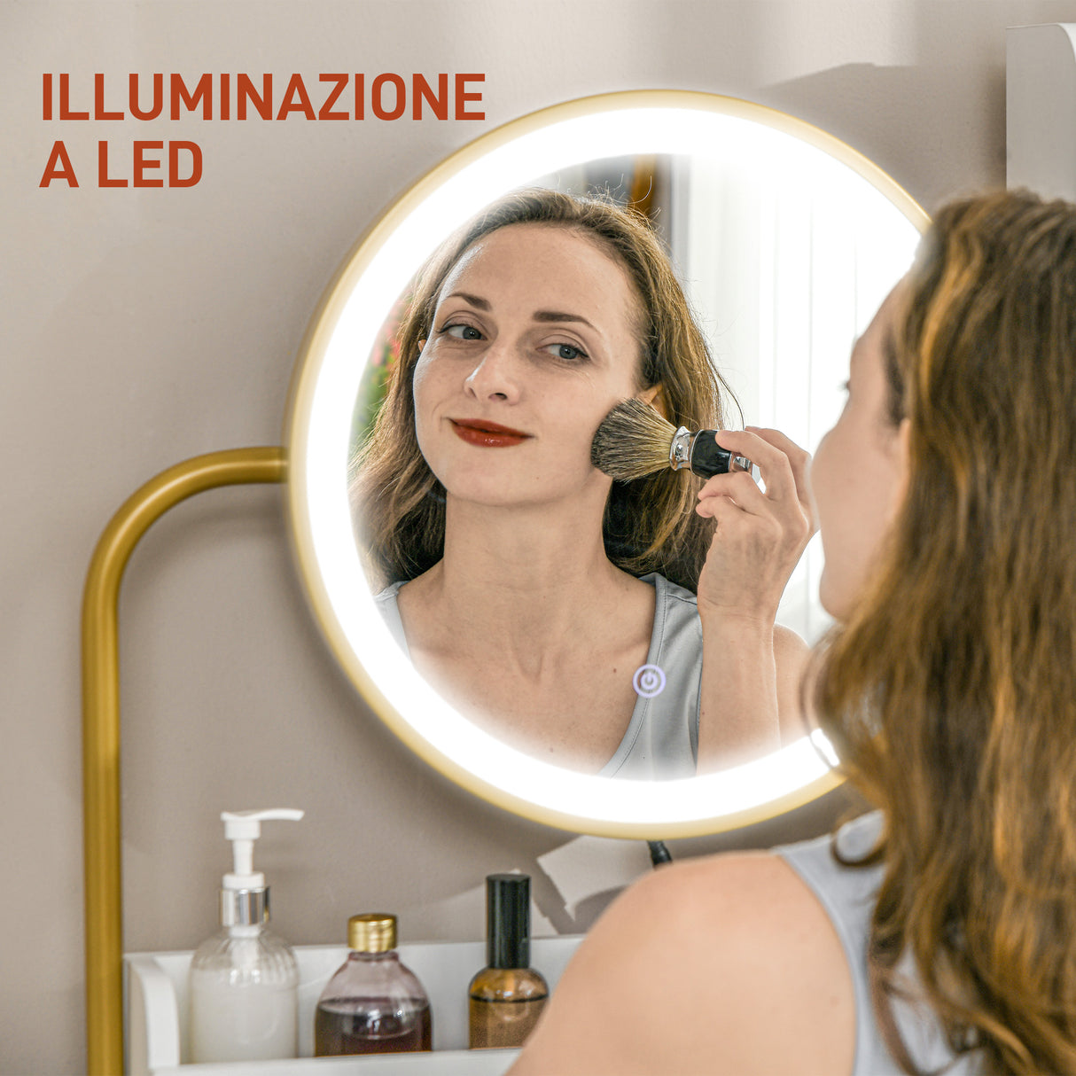 easycomfort easycomfort toeletta tavolo trucco con specchio illuminato a led e sgabello cassetti e ripiani bianco