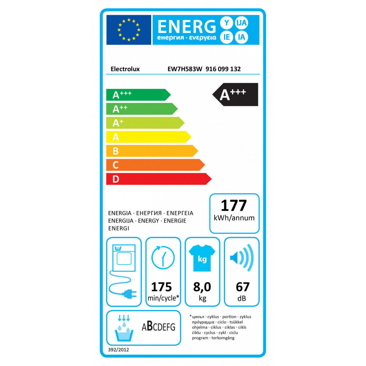 asciugatrice a pompa di calore 8 kg electrolux ew7h583w classe a___