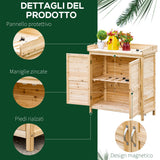 easycomfort easycomfort armadietto da esterno a 2 ripiani in legno di abete con design rialzato e 2 ante 83x40x92 cm