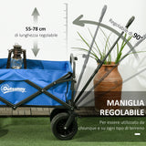 easycomfort easycomfort carrello da giardino 110l con maniglia telescopica e borsa termica da 15l in acciaio e tessuto blu