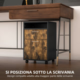 easycomfort easycomfort cassettiera portadocumenti con cassetto e ripiano 4 ruote 40x35x60cm marrone e nero