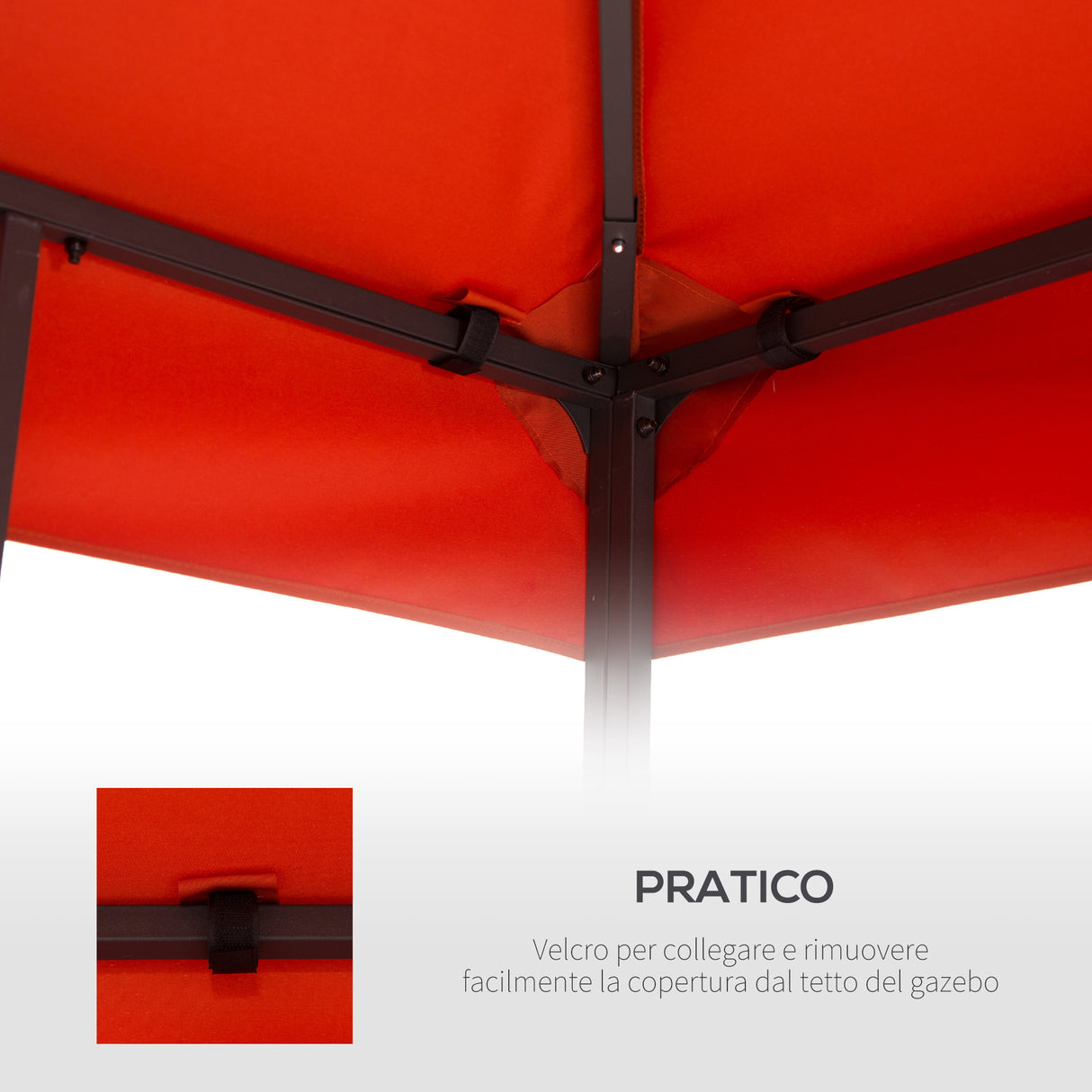 easycomfort easycomfort copertura per gazebo 3x3 m a 2 livelli in poliestere resistente con 8 fori di drenaggio rosso ruggine