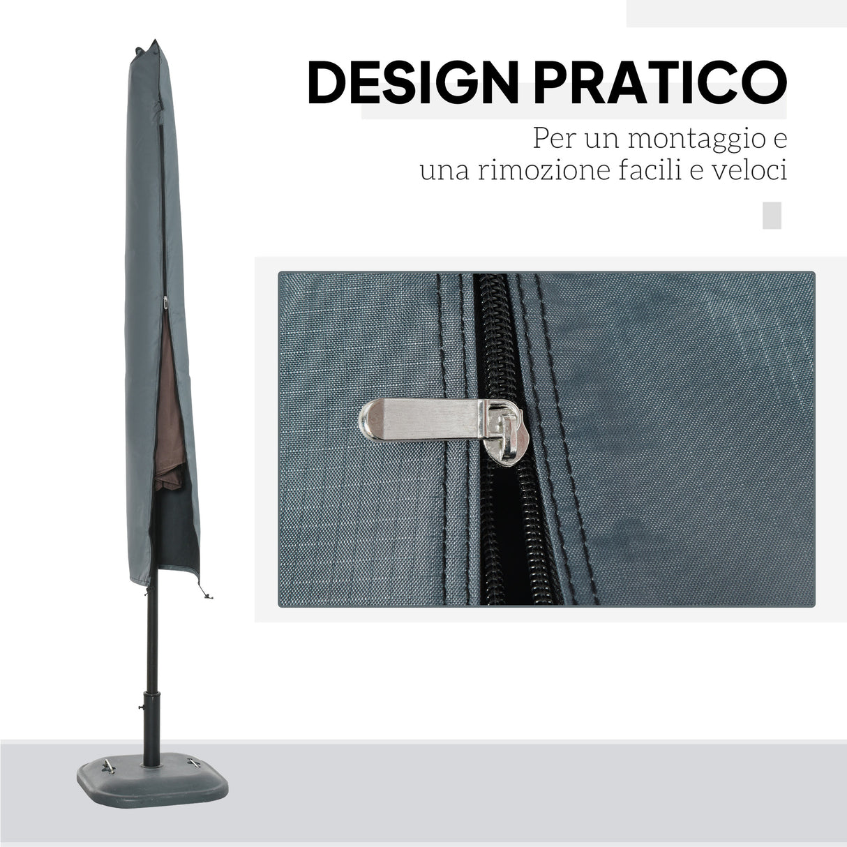 easycomfort easycomfort copertura per ombrellone impermeabile custodia copri ombrellone con cerniera e laccio grigio