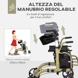 easycomfort easycomfort deambulatore pieghevole con poggiapiedi e borsa in alluminio pp e poliestere 59x104x88 101 cm giallo e verde