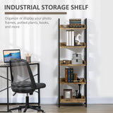 easycomfort easycomfort libreria stile industriale a 5 ripiani in legno e metallo 48x30x155cm marrone rustico