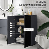 easycomfort easycomfort mobiletto bagno 2 ante in legno con 3 ripiani e chiusura ammortizzata 60x30x82cm nero