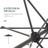 easycomfort easycomfort ombrellone da giardino 2x2 m a 6 stecche con presa daria in alluminio metallo e poliestere verde