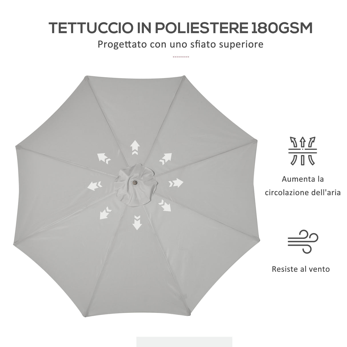 easycomfort easycomfort ombrellone da giardino 3 m con palo in legno 8 stecche e parasole in poliestere grigio