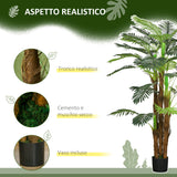 easycomfort easycomfort palma artificiale verde da 160 cm in vaso con 36 foglie in pe e cemento per interno ed esterno