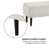 easycomfort easycomfort panca fondoletto con vano contenitore da 47l e rivestimento boucle 95x38x45 cm beige