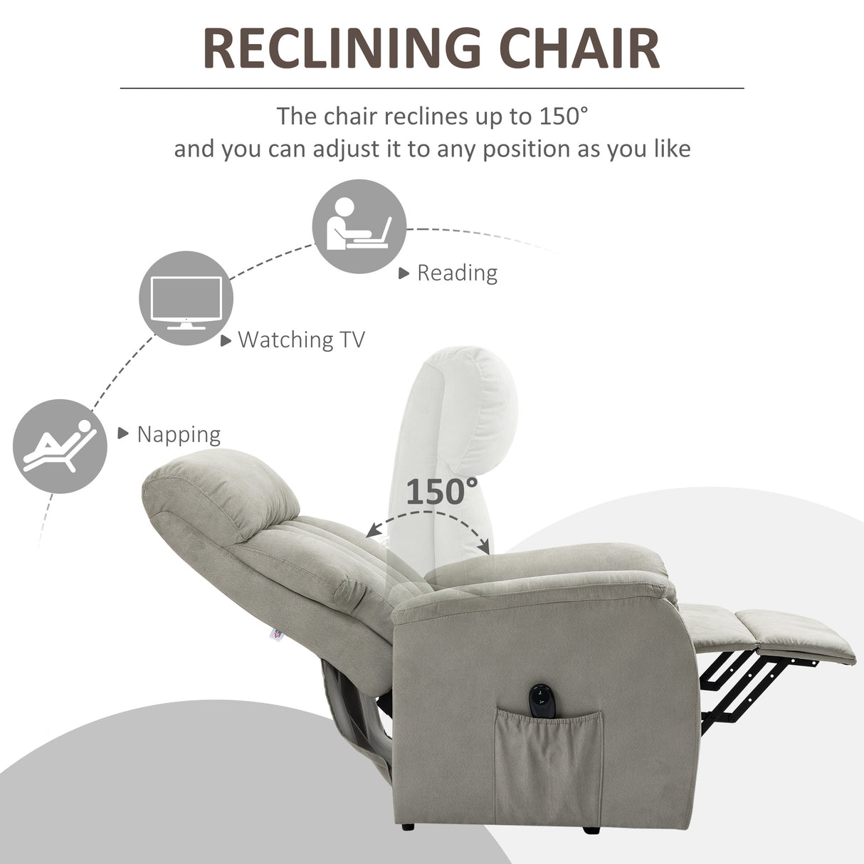 easycomfort easycomfort poltrona alzapersona reclinabile 150 max con telecomando e poggiapiedi 75x93x110 cm grigio