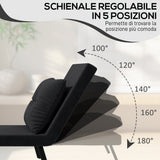 easycomfort easycomfort poltrona letto 3 in 1 con schienale reclinabile in 5 posizioni e cuscino 63x73x81 cm nero
