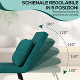 easycomfort easycomfort poltrona letto 3 in 1 con schienale reclinabile in 5 posizioni e cuscino 63x73x81 cm verde
