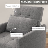 easycomfort easycomfort poltrona letto singolo a 4 ruote con schienale reclinabile e cuscino in tessuto e legno 69x82 5x84 cm grigio